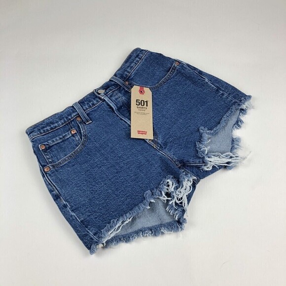 Levi's 501 jean shorts size 31 Denim Cutoff button Fly High Rise Jive Stone - Picture 5 of 12